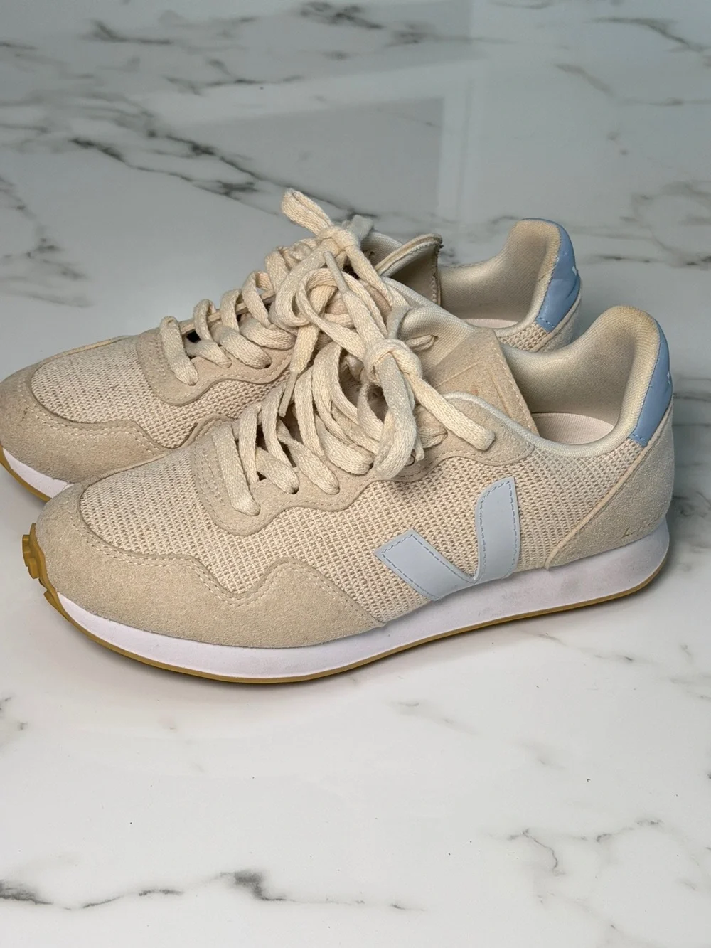 Veja Rio Branco Cream Mesh Suede Sneakers Women's Size 7
